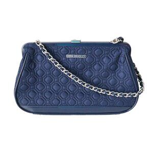 Vintage Vera Bradley Quilted Chan Link Handbag Shoulder Purse Navy Blue